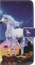 ADEL Kunstleren Book Case Pasjes Hoesje Geschikt voor Samsung Galaxy A10/ M10 - Paard Eenhoorn Wit