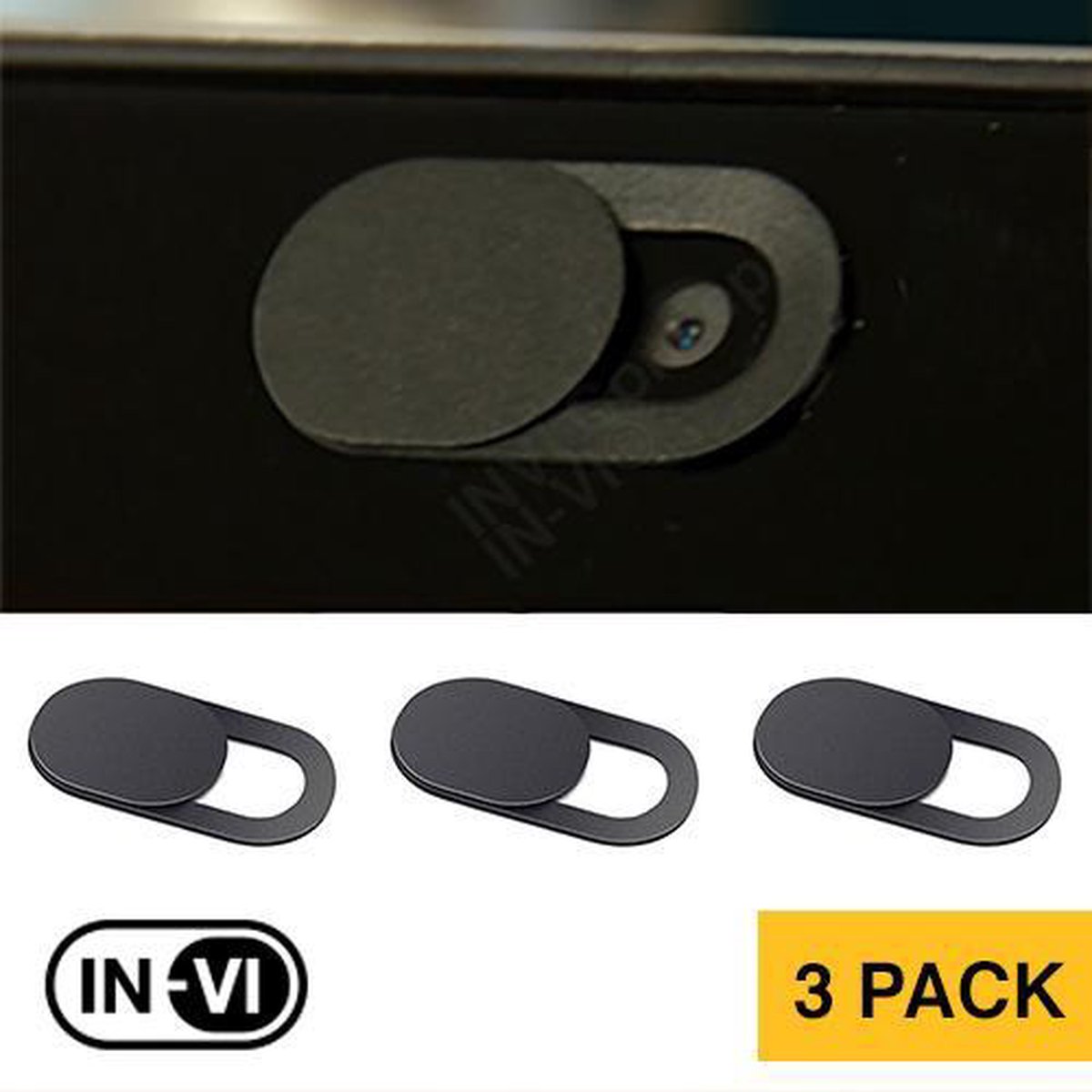 Webcam Cover IN-VI® - (3 STUKS) - DE ORIGINELE, Dunste en goedkoopste privacy schuifje - protector spy schuifje✓ Betrouwbaar 3M glue