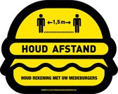 Houd afstand - Burger- 200 mm - antislip -  UV-bestendig - supergrip - COVID-19 - Corona- Waarschuwingssticker