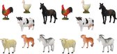 14x Figurines animaux de ferme en plastique 9 cm pour enfants - Animaux jouets - Figurines jouets - Ensemble de jeux animaux animaux de la ferme