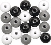Gekleurde zwarte/witte/grijze hobby kralen van hout 6mm - 230x stuks - DIY sieraden maken - Kralen rijgen hobby materiaal