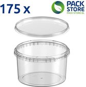 175 x plastic bakjes met deksel - 1000 ml - ø146mm - vershoudbakjes - meal prep bakjes - rond - transparant - geschikt voor diepvries, magnetron en vaatwasser - Nederlandse producent