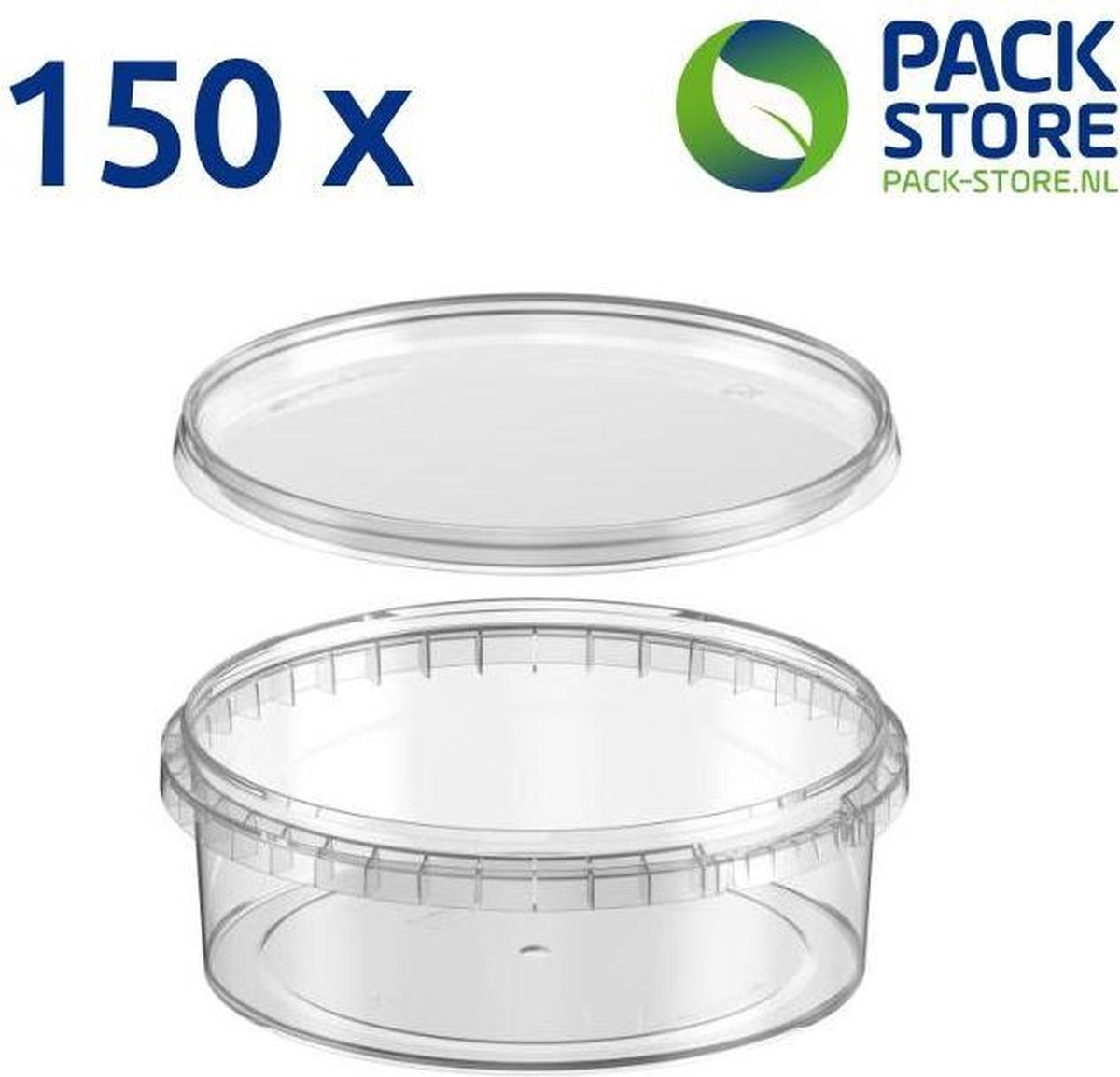 150 x plastic bakjes met deksel - 500 ml - ø146mm - vershoudbakjes - meal prep bakjes - rond - transparant - geschikt voor diepvries, magnetron en vaatwasser - Nederlandse producent