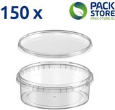 150 x Récipients en plastique avec couvercle - 500 ml (ø146mm) - transparent