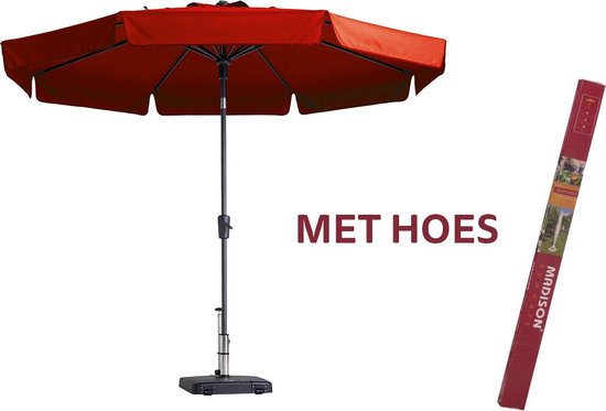 Of anders gelijktijdig kiespijn Madison parasol Flores Brick Red 300 cm met hoes | Topkwaliteit kantelbare  en ronde... | bol.com