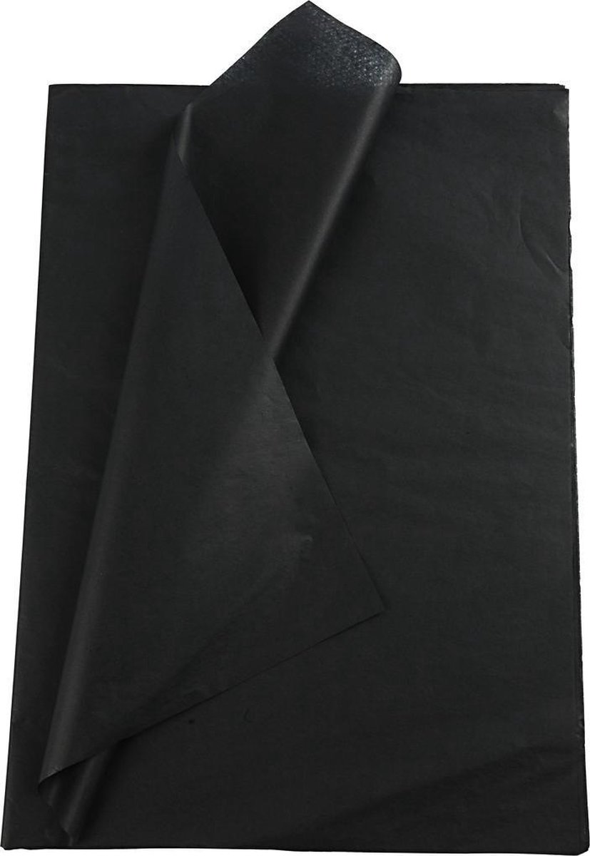 Creativ Company Tissuepapier - zijdepapier - crepepapier - vloeipapier - zwart - verpakken - decoreren - knutselen - 50x70 cm - 14 gram - 25 vellen