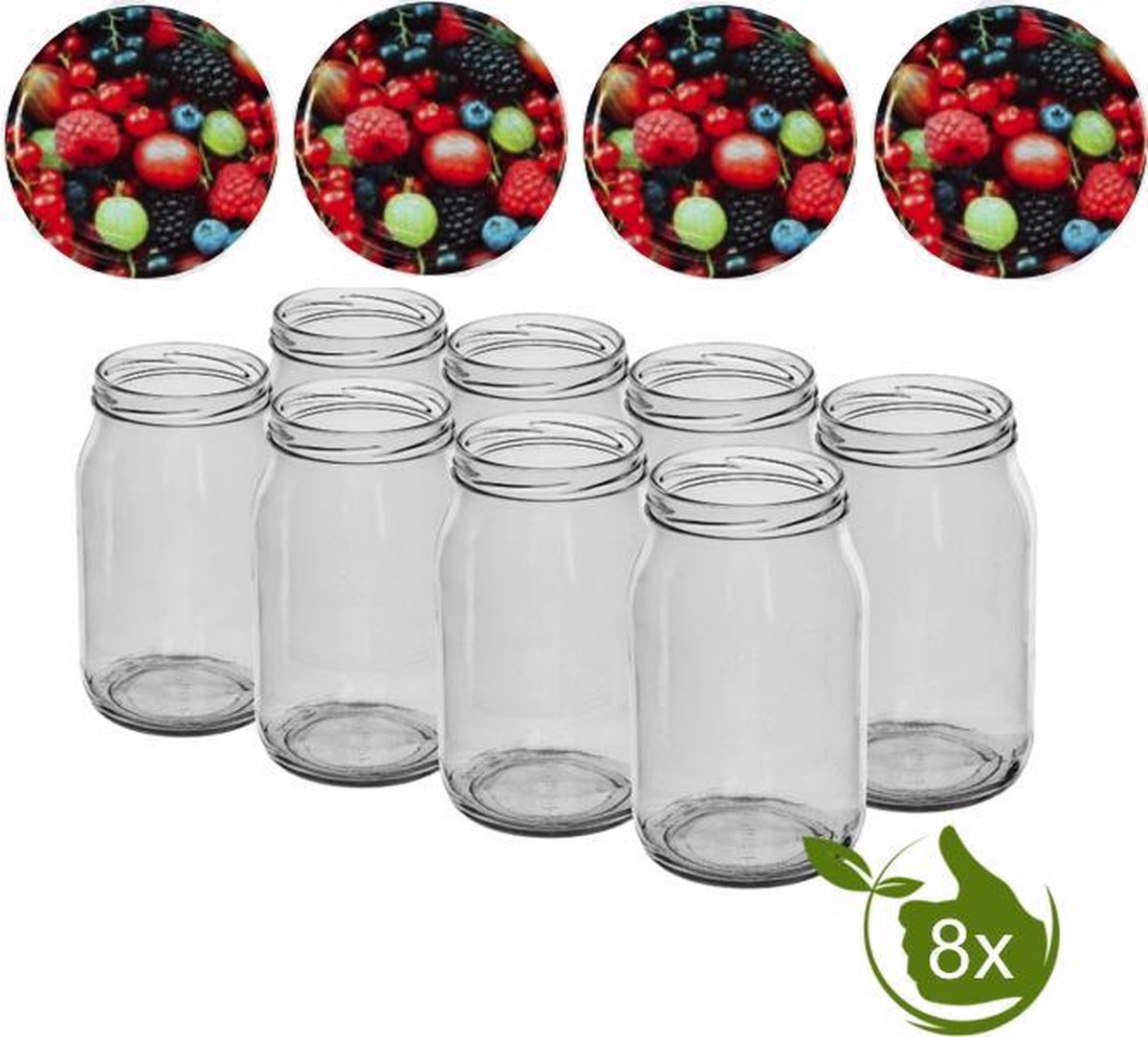 900 ml wekpotten met deksel, wit, inmaakglas 40 stuks