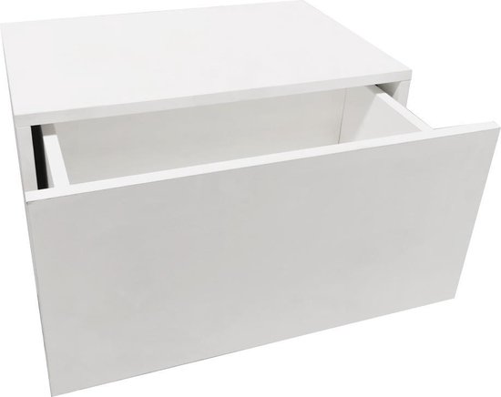 Table de chevet flottante - armoire suspendue - avec tiroir - largeur 50 cm - blanc