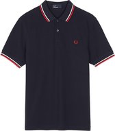 Fred Perry - Twin Tipped Shirt - Slim Fit Polo - XXL - Navy/Rood/Wit