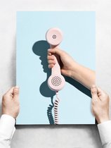 Wandbord: Vintage Telefoon Minimalistisch  - 30 x 42 cm