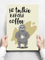 Wandbord: No Talkie, Before Coffee! - 30 x 42 cm