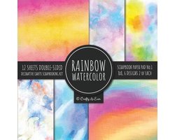 Rainbow Watercolor Scrapbook Paper Pad Vol.1 Decorative Crafts Scrapbooking Kit Collection for Card Making, Origami, Stationary, Decoupage, DIY Handmade Art Projects