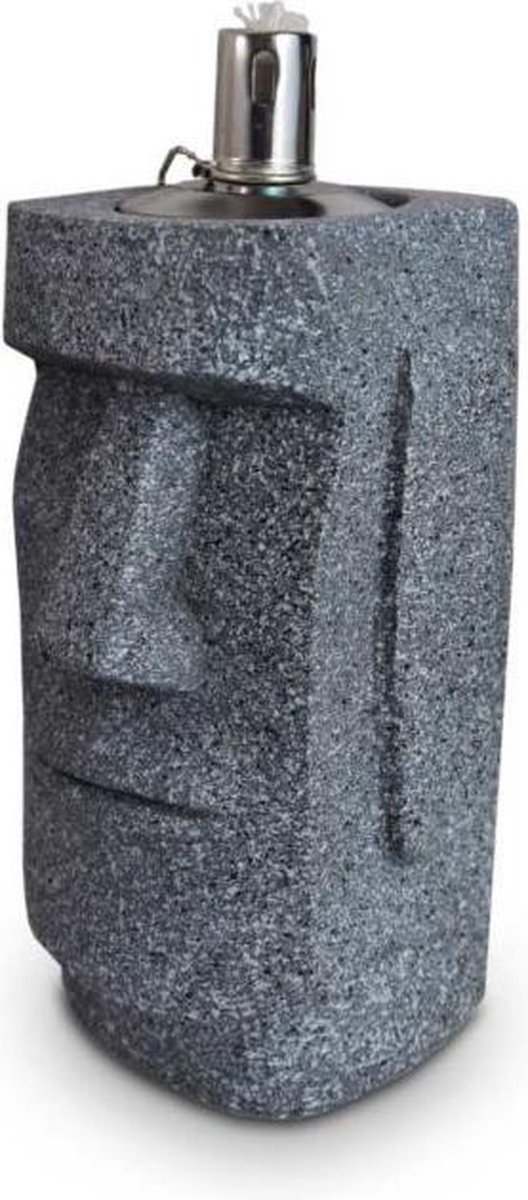 MikaMax Olielamp Moai - Paaseiland Chili - Grijs - Tuinbeeld - 12 x 12 x 31 cm - 1000 gram van Mikamax — afbeelding 2