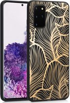 iMoshion Hoesje Geschikt voor Samsung Galaxy S20 Plus Hoesje Siliconen - iMoshion Design hoesje - Goud / Zwart / Golden Leaves