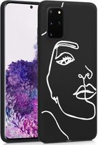 iMoshion Hoesje Geschikt voor Samsung Galaxy S20 Plus Hoesje Siliconen - iMoshion Design hoesje - Wit / Zwart / Line Art Woman White