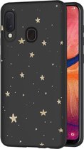 iMoshion Hoesje Siliconen Geschikt voor Samsung Galaxy A20e - iMoshion Design hoesje - Zwart / Meerkleurig / Goud / Stars Gold