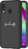 iMoshion Hoesje Geschikt voor Samsung Galaxy A40 Hoesje Siliconen - iMoshion Design hoesje - Zwart / Fuck Off