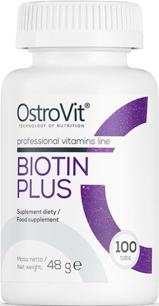 Biotin Plus Zink + Selenium + Foliumzuur 100 tabs OstroVit + Gratis Pill Box