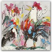 Schilderij - Kleurrijke kippetjes