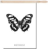Schilderij - Vlinder in zwart-wit