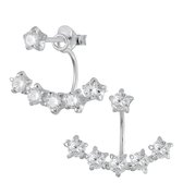 Joy|S - Zilveren star cubic zirkonia oorbellen ear jackets sterren