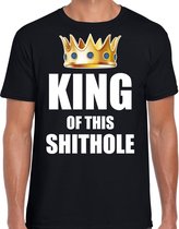 Koningsdag t-shirt King of this shit hole party zwart voor heren L