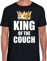 Koningsdag t-shirt king of the couch zwart voor heren S