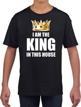 Im the king in this house t-shirt zwart jongens / kinderen - Woningsdag / Koningsdag - thuisblijvers / luie dag / relax shirtje 104/110