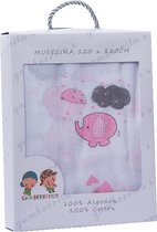 Gamberritos Hydrofiel Doek Roze Olifanten Met Wolken 120 X 120 Cm