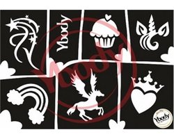foto van Glitter tattoo sjablonen A5 vel MAGICAL Y-Body