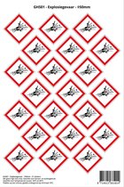 Pictogram sticker GHS01 - Explosiegevaar - 50 x 50mm - 21 stickers op 1 vel