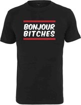 Mister tee bonjour t-shirt in kleur zwart  in maat M