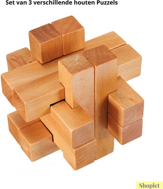 Sui wees gegroet Ciro Houten Kubus Puzzel Set - Set van 3 - Willekeurige Puzzels - Denken - Brein  Puzzel -... | bol.com