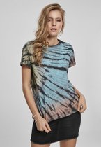 Urban Classics Dames Tshirt -3XL- Tie Dye Boyfriend Zwart/Multicolours