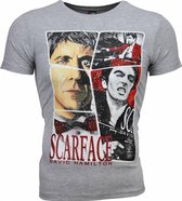 Mascherano T-shirt - Scarface Frame Print - Grijs - Maten: L