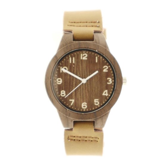 Houtlook horloge – Donker bruin – Middel - RVS - Dames – Heren – Intenz –  Quartz – | bol.com