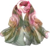 Sjaal- Groen- Roze- 140 x 45 cm- Polyster-Dames- Fashion