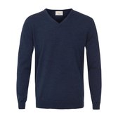 Profuomo Trui Heren Blauw Merino V-neck Jeans