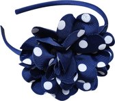 Jessidress Haarband Meisjes Haar diadeem met chique haar bloem - Donker Blauw/Wit