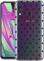 iMoshion Design voor de Samsung Galaxy A40 hoesje - Hartjes - Zwart