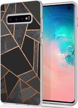 iMoshion Hoesje Geschikt voor Samsung Galaxy S10 Hoesje Siliconen - iMoshion Design hoesje - Zwart / Meerkleurig / Goud / Black Graphic