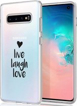 iMoshion Hoesje Geschikt voor Samsung Galaxy S10 Hoesje Siliconen - iMoshion Design hoesje - Transparant / Zwart / Live Laugh Love