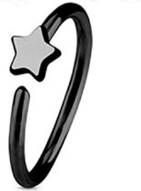 Helix -piercing- zwart- ster-oorbel- 12 mm- Staal- Dames- Heren-Charme Bijoux