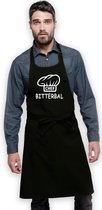 Keukenschort Chef Bitterbal - Heren Dames - Horecakwaliteit - One size - Verstelbaar - Wasbaar - Cadeau BBQ Feest - Zwart