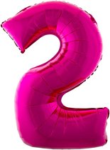 Cijferballon folie nummer 2 | Opblaascijfer 2 roze 102cm