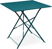 Emilia - Tuintafel bistrot opvouwbaar - Vierkante tafel 70x70cm van staal met thermolak - Donker turquoise