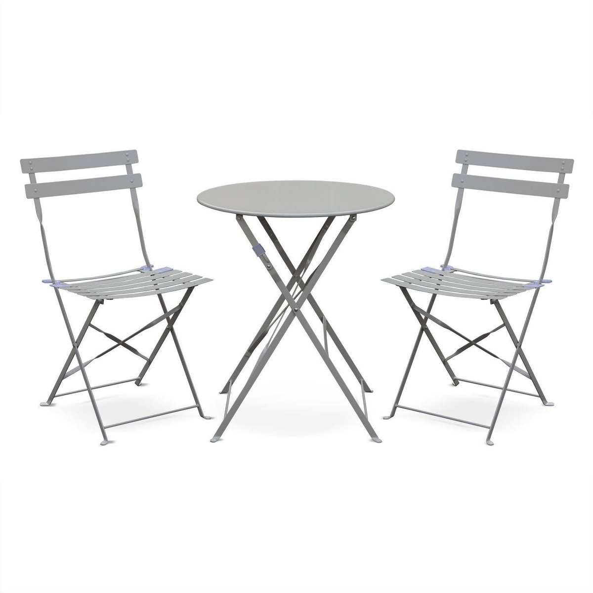 EMILIA bistroset - 2 inklapbare stoelen en een ronde tafel van