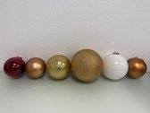 Kerstballen in diverse formaten en kleuren (glitter) - set van 6 stuks