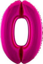 Cijferballon folie nummer 0 | Opblaascijfer 0 roze 102cm