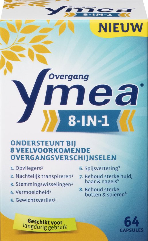 Ymea Overgang 8 in 1 - Voedingssupplement overgang - Overgang producten - Ondersteunt bij 8 overgangsverschijnselen - 64 capsules